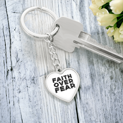 Faith Over Fear Heart Keychain – Christian Gift for Women