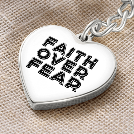 Faith Over Fear Heart Keychain – Christian Gift for Women