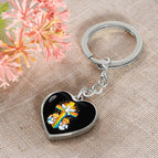 Graphic Heart Keychain (Silver) / No