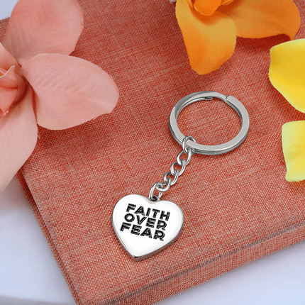 Faith Over Fear Heart Keychain – Christian Gift for Women