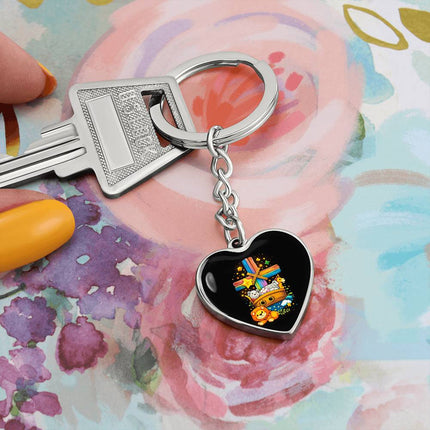 Noah's Ark Rainbow Cross Heart Keychain – Christian Gift for Kids