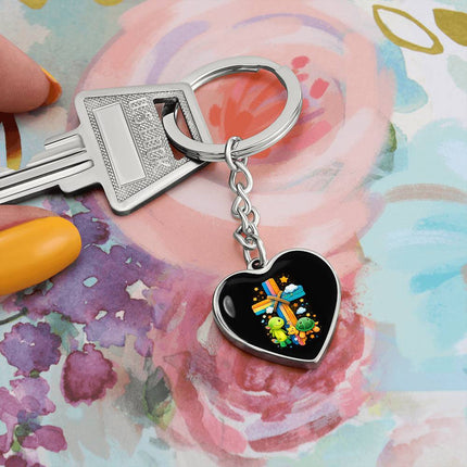 Cuddly Turtles Rainbow Cross Heart Keychain – Christian Gift for Kids