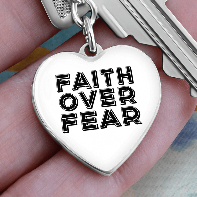 Faith Over Fear Heart Keychain – Christian Gift for Women