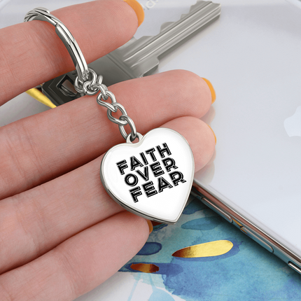 Faith Over Fear Heart Keychain – Christian Gift for Women