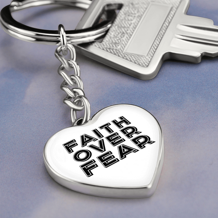 Faith Over Fear Heart Keychain – Christian Gift for Women