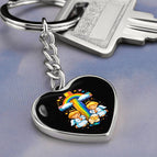 Graphic Heart Keychain (Silver) / No