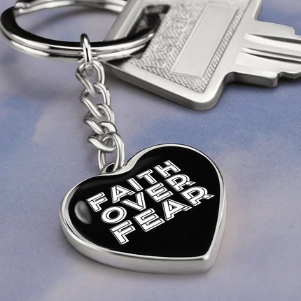 Faith Over Fear Graphic Heart Keychain – Christian Gift for Women