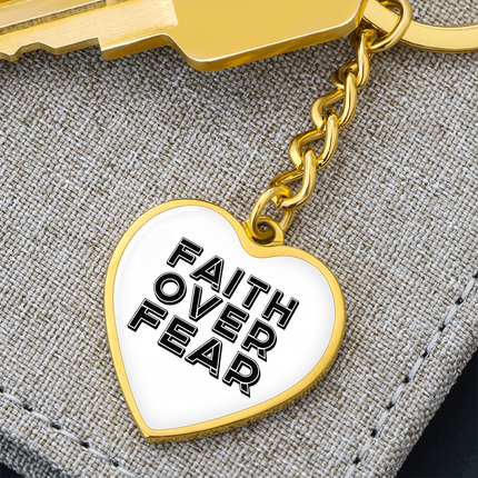 Faith Over Fear Heart Keychain – Christian Gift for Women