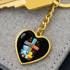 Graphic Heart Keychain (Gold) / No