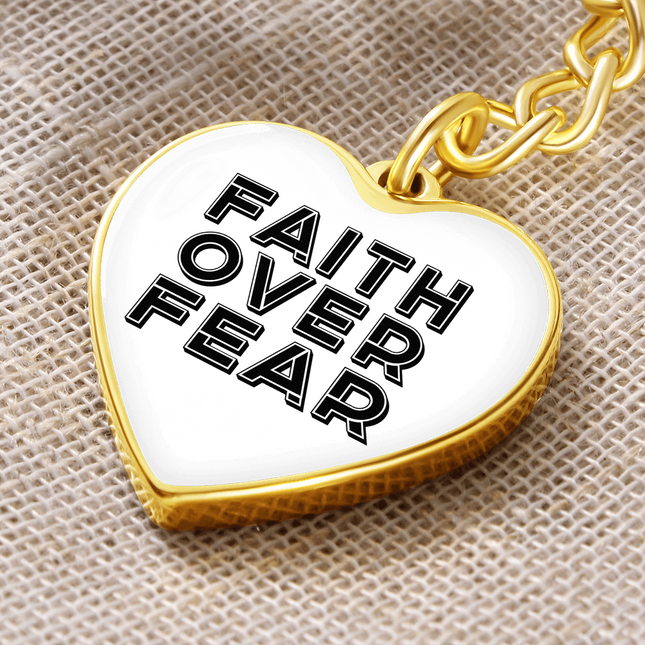 Faith Over Fear Heart Keychain – Christian Gift for Women