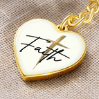 Graphic Heart Keychain (Gold) / No