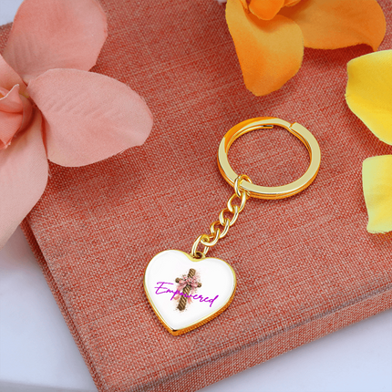 Empowered Flower Cross Christian Heart Keychain | Mother's Day Gift for Mom | Faith Gift