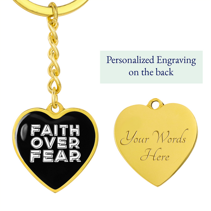 Faith Over Fear Graphic Heart Keychain – Christian Gift for Women