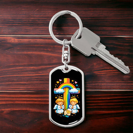 Keep The Faith Lion Cross Dog Tag Keychain – Christian Gift for Teens & Adults