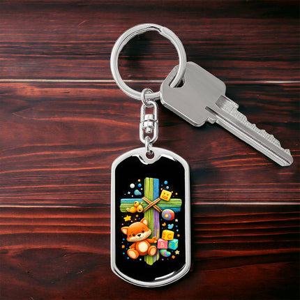 Keep The Faith Lion Cross Dog Tag Keychain – Christian Gift for Teens & Adults