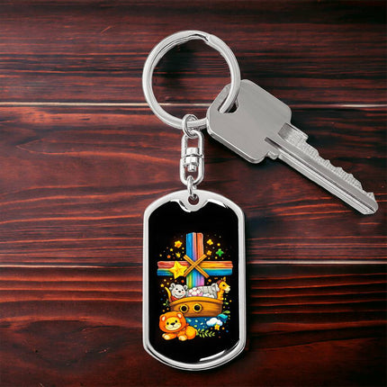 Keep The Faith Lion Cross Dog Tag Keychain – Christian Gift for Teens & Adults