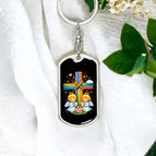 Dog Tag with Swivel Keychain (Steel) / No