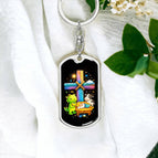 Dog Tag with Swivel Keychain (Steel) / No