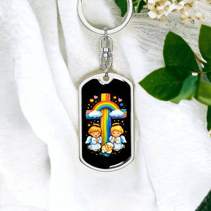 Keep The Faith Lion Cross Dog Tag Keychain – Christian Gift for Teens & Adults