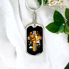 Dog Tag with Swivel Keychain (Steel) / No