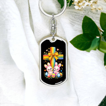 Keep The Faith Lion Cross Dog Tag Keychain – Christian Gift for Teens & Adults