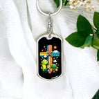 Dog Tag with Swivel Keychain (Steel) / No