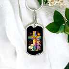 Dog Tag with Swivel Keychain (Steel) / No