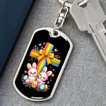 Keep The Faith Lion Cross Dog Tag Keychain – Christian Gift for Teens & Adults