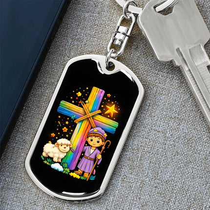 Keep The Faith Lion Cross Dog Tag Keychain – Christian Gift for Teens & Adults