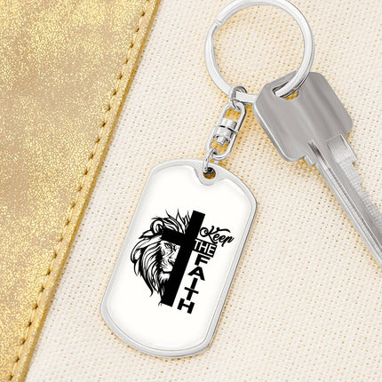 Faith Over Fear Dog Tag Keychain – Christian Gift for Women