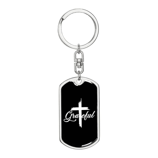 Grateful | Heartfelt Christian Dog Tag Keychain | Gift for Her