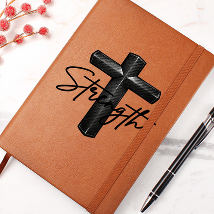 Christian Leather Journal | Strength Cross Vegan Leather Journal for Men