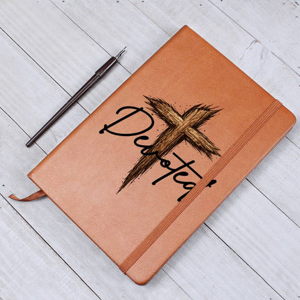 Christian Leather Journal | Devoted Wooden Cross Vegan Leather Journal for Men