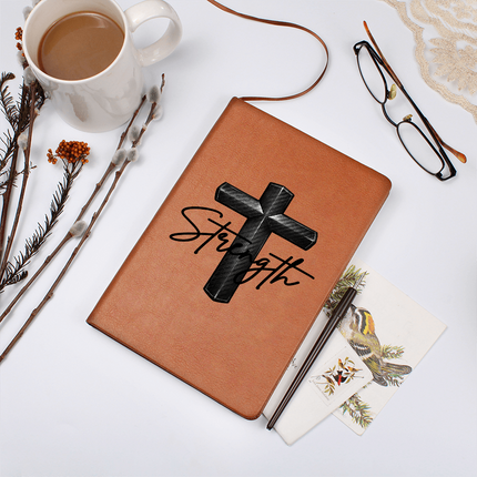 Christian Leather Journal | Strength Cross Vegan Leather Journal for Men