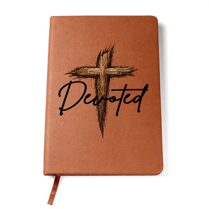 Christian Leather Journal | Devoted Wooden Cross Vegan Leather Journal for Men