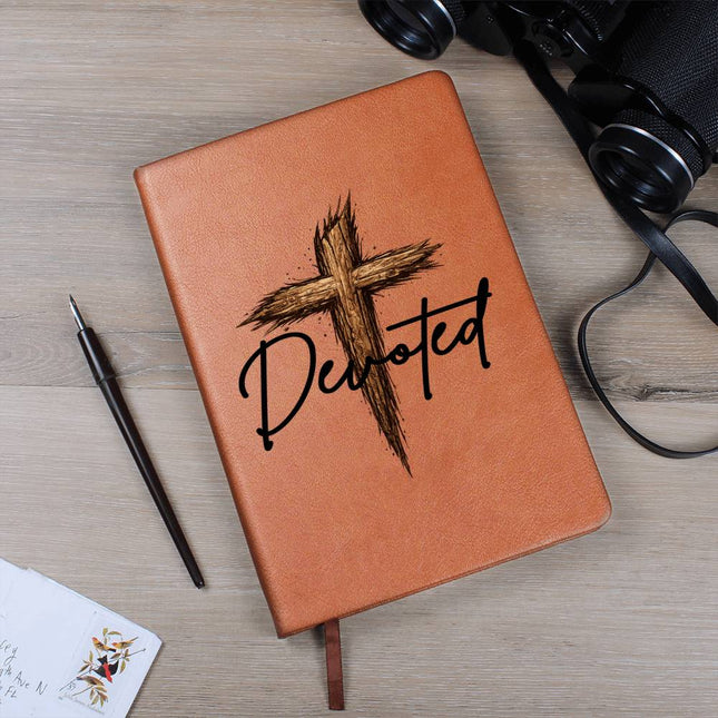 Christian Leather Journal | Devoted Wooden Cross Vegan Leather Journal for Men