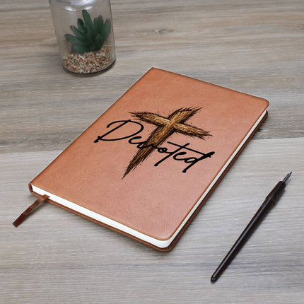 Christian Leather Journal | Devoted Wooden Cross Vegan Leather Journal for Men