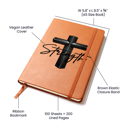 Christian Leather Journal | Strength Cross Vegan Leather Journal for Men