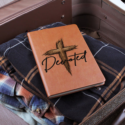 Christian Leather Journal | Devoted Wooden Cross Vegan Leather Journal for Men