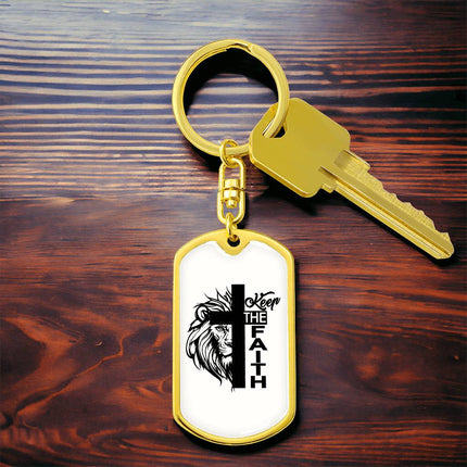 Faith Over Fear Dog Tag Keychain – Christian Gift for Women