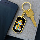 Dog Tag with Swivel Keychain (Gold) / No