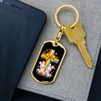Dog Tag with Swivel Keychain (Gold) / No