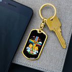 Dog Tag with Swivel Keychain (Gold) / No