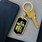 Dog Tag with Swivel Keychain (Gold) / No