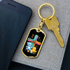 Dog Tag with Swivel Keychain (Gold) / No