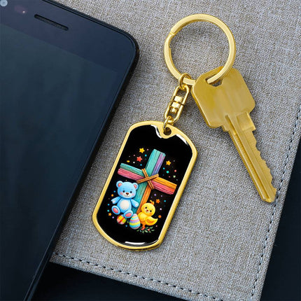 Keep The Faith Lion Cross Dog Tag Keychain – Christian Gift for Teens & Adults