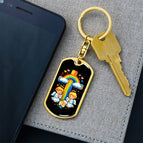Dog Tag with Swivel Keychain (Gold) / No