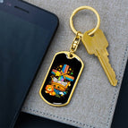 Dog Tag with Swivel Keychain (Gold) / No