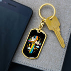 Dog Tag with Swivel Keychain (Gold) / No