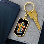 Dog Tag with Swivel Keychain (Gold) / No